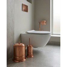 Titanium Design Rose Gold Lüx Biyeli Çöp Kovası ve Fırçalık Seti