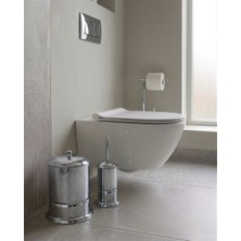 Titanium Design Krom Lüx Biyeli Çöp Kovası ve Fırçalık Seti