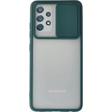 aklow akyoleticaret Samsung Galaxy A72 Kılıf Palm Buzlu Kamera Sürgülü Silikon - Yeşil