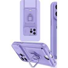 aklow akyoleticaret iPhone 15 Pro Kılıf Zuma Kartvizitli Yüzüklü Silikon - Lila