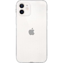 Happy Trend Apple iPhone 12 Mini ile Uyumlu Kapak Kamera Korumalı Tıpalı Şeffaf Silikon Kılıf