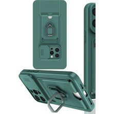 aklow akyoleticaret iPhone 15 Pro Kılıf Zuma Kartvizitli Yüzüklü Silikon - Yeşil