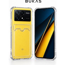 Bukas Xiaomi Poco X6 Pro Uyumlu Şeffaf Kartlıklı Kamera Korumalı Airbag Darbe Önleyici Silikon Kılıf