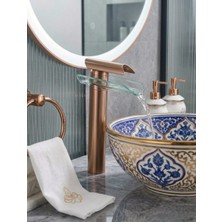 Titanium Design Cam Şelale Rose Gold Çanak Lavabo Bataryası