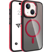 Happy Trend iPhone 15 Için Kılıf Magsafe ile Uyumlu Askeri Sınıfta Koruma Sararma Önleyici Çizilmeye Dirençli Sırt Manyetik Telefon Kılıfı (Kırmızı)