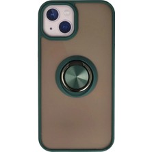 aklow akyoleticaret iPhone 15 Kılıf Montreal Yüzüklü Silikon Kapak - Yeşil
