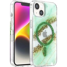 aklow akyoleticaret iPhone 15 Lotus Simli Magsafe Kapak - Yeşil