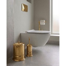 Titanium Design Gold Lüx Biyeli Çöp Kovası ve Fırçalık Seti