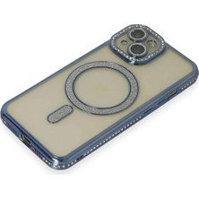 aklow akyoleticaret iPhone 15 Kılıf Joke Simli Magneticsafe Kılıf - Lacivert