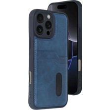 aklow akyoleticaret iPhone 16 Pro Max Kılıf Sara Kartvizitli Deri Kılıf - Lacivert