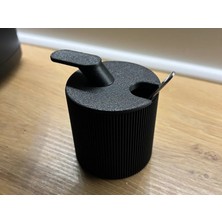 Bezos 3D Baskı 2li Kaşıklı Şekerlik Baharatlık Seti Kapaklı Fitilli Dekoratif Mutfak Sunum Kabı 7x7 cm