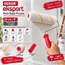 Dekor Eksport Rulo Boya Fırçası 20 cm / 8” – 17 mm Tüy Uzunluğu – Saplı Boya Rulosu 1 Adet