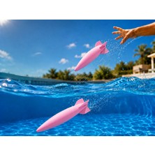 Bezos 3D Baskı Su Roketi Torpido Oyuncağı - Havuz Dalış Oyuncağı-Pembe