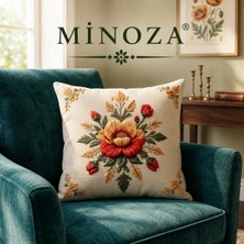 Minoza Digital Baskılı Punch Nakış Desenli Dekoratif Kırlent Kılıfı Sonbahar Esintisi 1 Adet