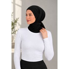 Modasform Kadın Siyah Penye Tesettür Bone. Arkadan Bağlamalı Spor ve Günlük Bone