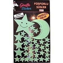 Karanlıkta Parlayan Fosforlu Ay ve Yıldız Tasarımlı Dekoratif Sticker (36 Adet Ay Yıldız)