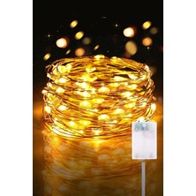Eser Ticarett Peri LED 3 Metre Günışığı Ramazan Bayramı Yılbaşı Ağacı Işığı Sarı Işıklı Pilli Dekoratif Aydınlatma