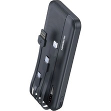 Varsoph 10000 Mah Micro Type-C USB Lightning 4 Kablolu Hızlı Kablosuz Şarj Powerbank (5468)