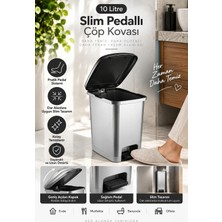 Slim Pedallı Banyo Mutfak Çöp Kovası - 10 Litre - Antrasit