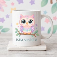 Ajans 313 Kişiye Özel Isimli Sevimli Pastel Baykuş Tasarımlı Seramik Kupa Bardak