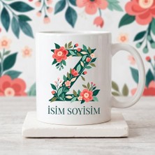 Ajans 313 Kişiye Özel Baş Harf ve Isim Yazılı Çiçek Motifli Z Harfli Seramik Kupa Bardak