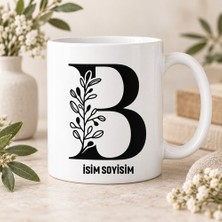 Ajans 313 Kişiye Özel Baş Harf ve Isim Yazılı B Harfli Botanik Seramik Kupa Bardak