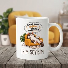 Ajans 313 Kişiye Özel Isimli Esprili Kedi Tasarımlı Kupa Bardak - Sabah Insanı Değilim