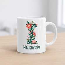 Ajans 313 Kişiye Özel Baş Harf ve Isim Yazılı Çiçek Motifli I Harfli Seramik Kupa Bardak