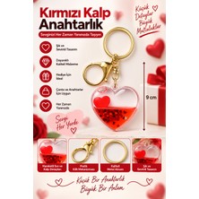 Yenilig Kırmızı Kalp Anahtarlık – Hareketli Sıvılı Kalp Tasarım – Metal Klipsli – 9 cm