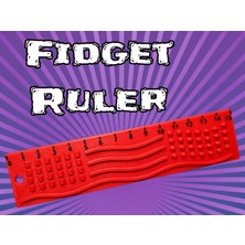 Bezos 3D Baskı Dokunsal Fidget Cetveli - Kabartmalı Stres ve Odaklanma Oyuncağı - Kırmızı