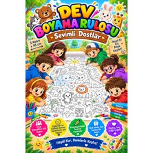 Sevimli Dostlar Hayvanlar Alemi Dev Boyama Kağıdı Boyama Rulosu Büyük Boy 5 Metre