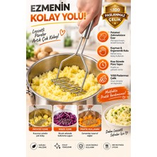 Pratik 24 cm Lüks Paslanmaz Metal Patates Ezici | Patates Ezici Püre Yapıcı(Renkli Sap)