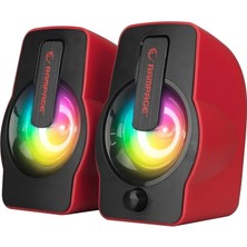 Varsoph Kırmızı - Rgb Işıklı 1+1 Hoparlör Speakaer Set USB Kablo 2.0 Multimedya - 6W (5468)