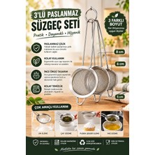 Tasarım Evi Paslanmaz Çelik 3 Boy Çay Süzgeci 3lü Süzgeç