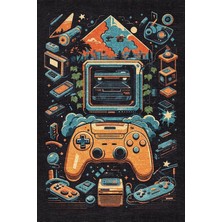 TeknoKapsül Ready Kadife Oyuncu Odası Halısı Kaymaz Pamuk Tabanlı Yıkanabilir Antibakteriyel Gamer, Gaming Halısı 200X300