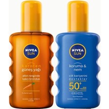 TeknoKapsül Nıvea Sun Karoten Özlü Güneş Yağ Spreyi 200 ml + Koruma&nem Nemlendirici Güneş Spreyi Gkf 50+ 200 ml