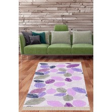 TeknoKapsül Pelangi Kuş Tüyü Yaprak Desenli Yıkanabilir Dijital Baskılı Kaymaz Taban Leke Tutmaz Salon Halısı ve Yolluk, Karışık Renkli 160 x 350, 910347160350728