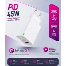 Wess iPhone 13 Pro / Samsung S22 / Xiaomaa 12 / Vivo V29 Uyumlu 45 W Yüksek Akım Adaptörü