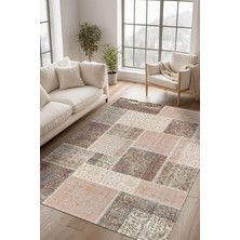 TeknoKapsül Alfara Patchwork Şönil Kaymaz Doğal Pamuk Tabanlı Yıkanabilir Antibakteriyel Çevre Dostu Salon Halısı 200X300