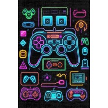 TeknoKapsül Space Şönil Oyuncu Odası Halısı Kaymaz Pamuk Tabanlı Yıkanabilir Antibakteriyel Gamer, Gaming Halısı 100X150