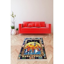 TeknoKapsül Pelangi Ay ve Güneş Dijital Baskı Yıkanabilir Kaymaz Taban Salon Halı ve Yolluk, Karışık Renkli 160 x 350