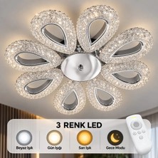 Yagmur Model Plafonyer Avize 3 Renk LED Isıklı Kumandalı Salon Oturma Odası Avize