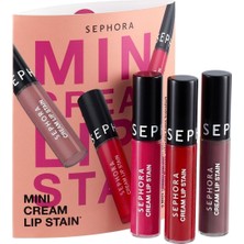 TeknoKapsül Sephora Mini Cream Lip Stain - 3'lü Bulaşmayan Kadife Bitişli Mini Ruj Seti