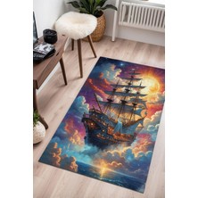 TeknoKapsül Boat Şönil Oyuncu Odası Halısı Kaymaz Pamuk Tabanlı Yıkanabilir Antibakteriyel Gamer, Gaming Halısı 120X180