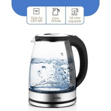 Varsoph Cam - Ledli Kettle 1.8lt  Gizli Rezistans - Kablosuz 360 Derece Gövde 1500W SK-8033 (5468)