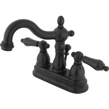 TeknoKapsül Kingston Brass KB1605ALB Heritage 10CM Merkez Set Lavabo Musluğu, Kol ve Pop-Up, Yağlı Bronz
