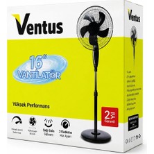 Varsoph 16 Inc Inç Ev Tipi Ayaklı Vantilatör 45W 5 Pls.pervane 3 Kademe Hız Fan (5468)