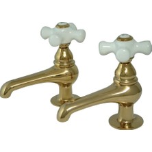 TeknoKapsül Kingston Brass CC9L2 Vintage Lavabo Musluk Bataryası, 8,9cm Ağız Erişimi, Cilalı Pirinç