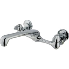 TeknoKapsül Kingston Brass Duvara Monte Mutfak Bataryası, Döküm Borulu, 19.4 Cm, Parlak Krom, KF200