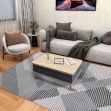 TeknoKapsül Latte Dizayn Betrice Desenli Kadife Pamuk Tabanlı Yıkanabilen Kaydırmaz Antibakteriyel Salon Halısı 120X180